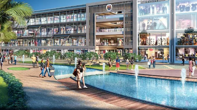 AU Family Hub &ndash; Entrance atrium and fountains